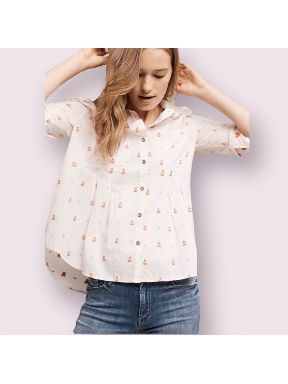 Anthropologie Maeve Miette Tee Pee Embroidered Top Women’s 4